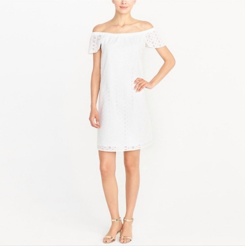 J. Crew white eyelet off shoulder dress size S